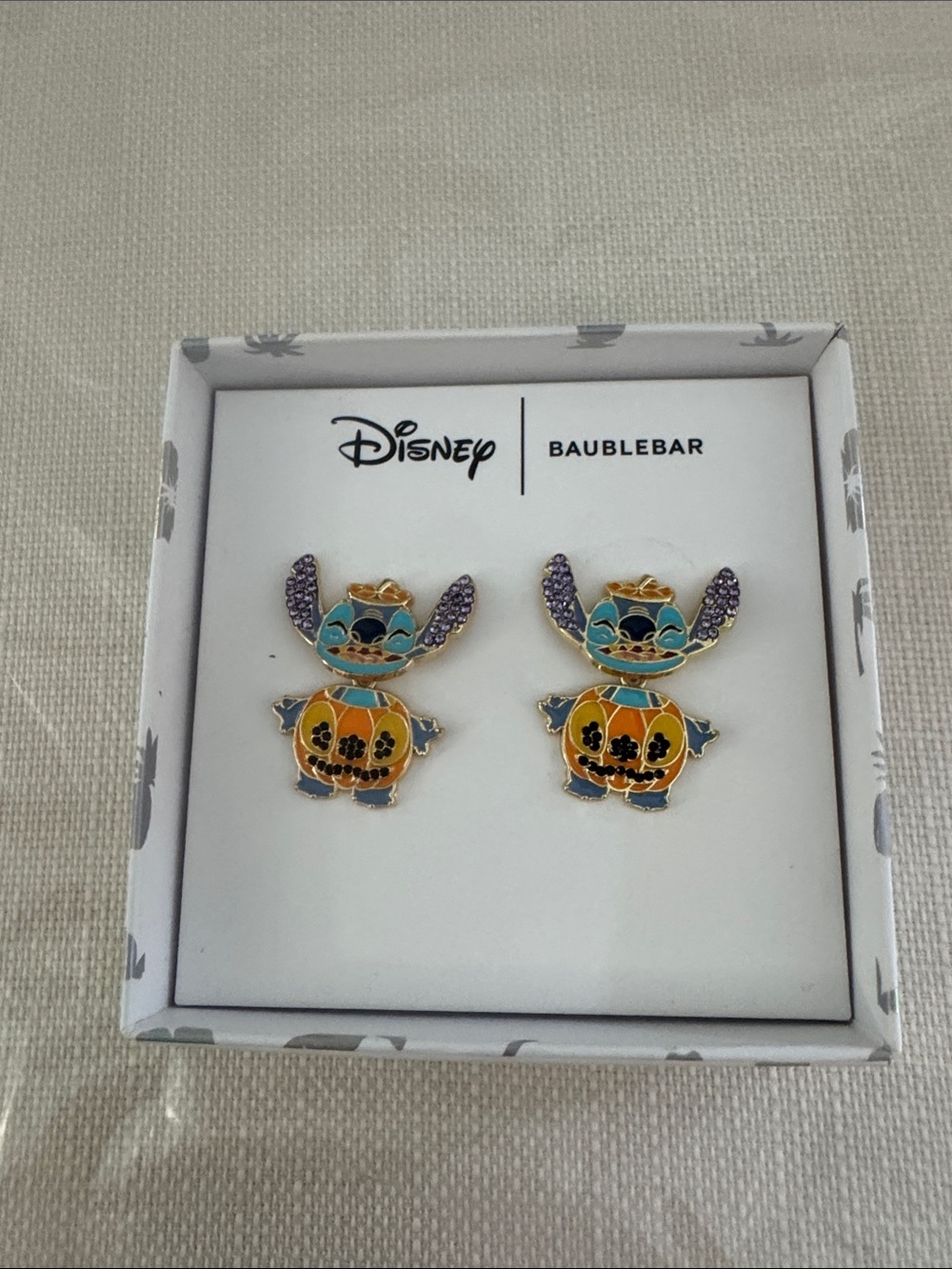 Disney BaubleBar Stitch Pumpkin Stud Earrings - Orange, Blue & Purple